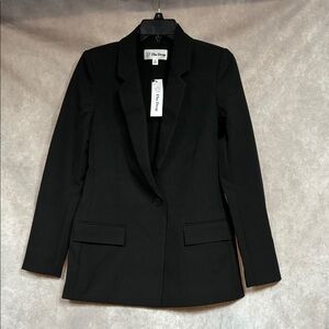 The Drop Women's Black Single-Button Notch Lapel Blazer